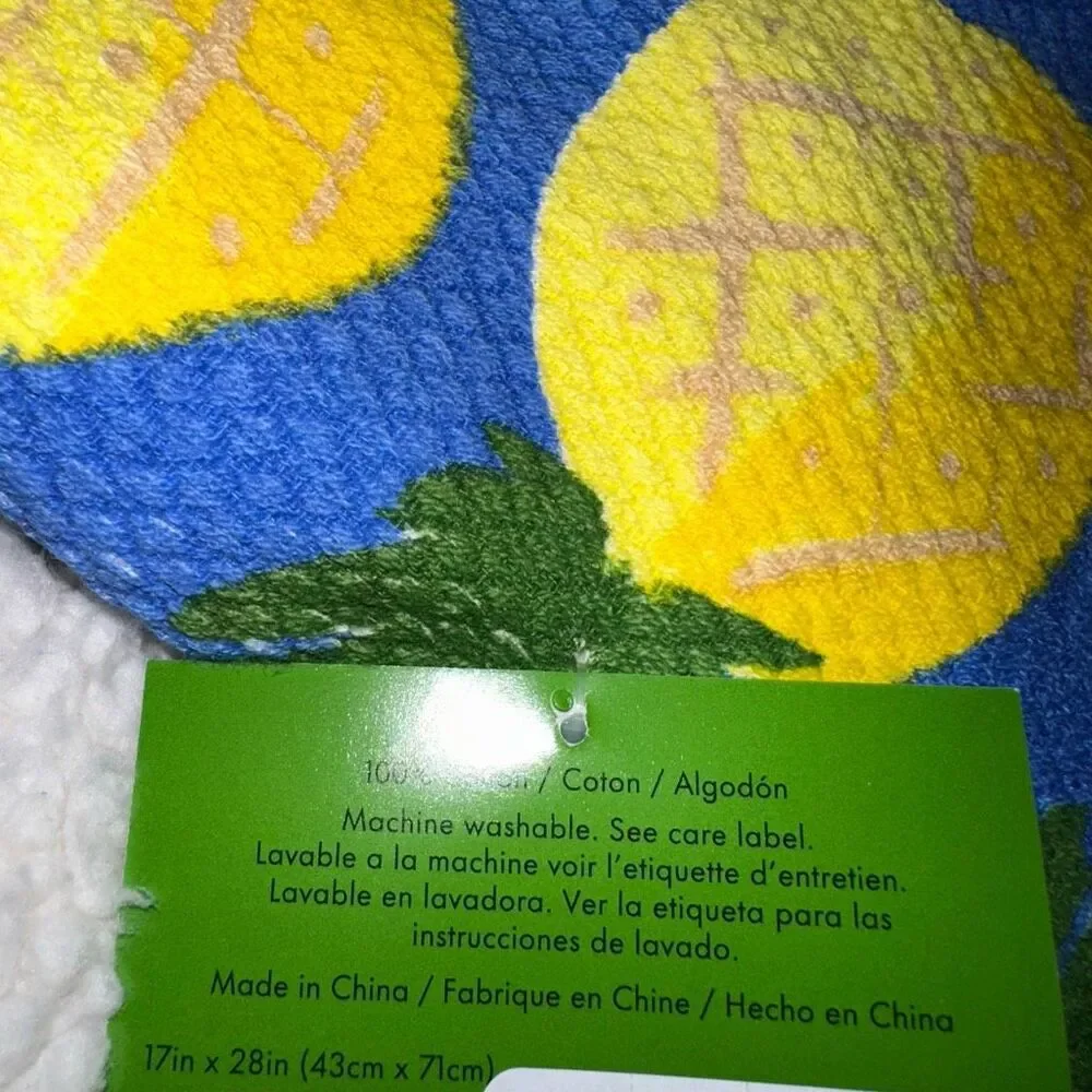 Kate Spade Kitchen Towel Set Blue Yellow Pineapple Set of 2 NWT